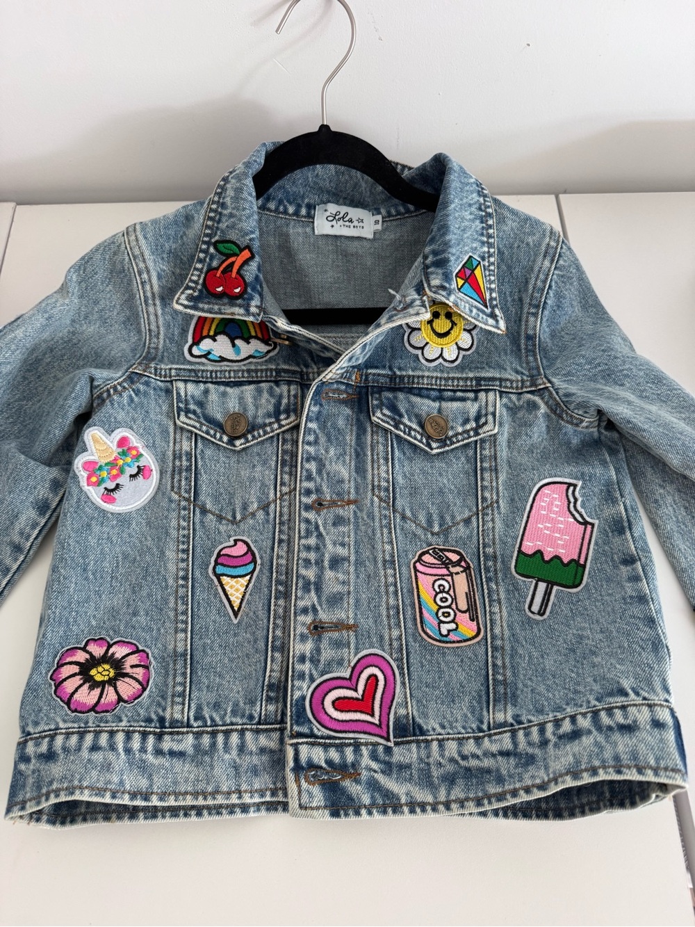 Lola + The Boys Light Denim Jacket with patches